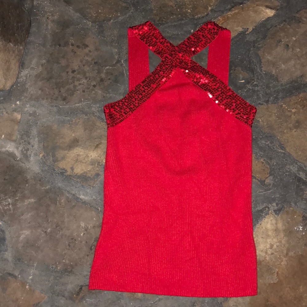 Sexy red sequined tank